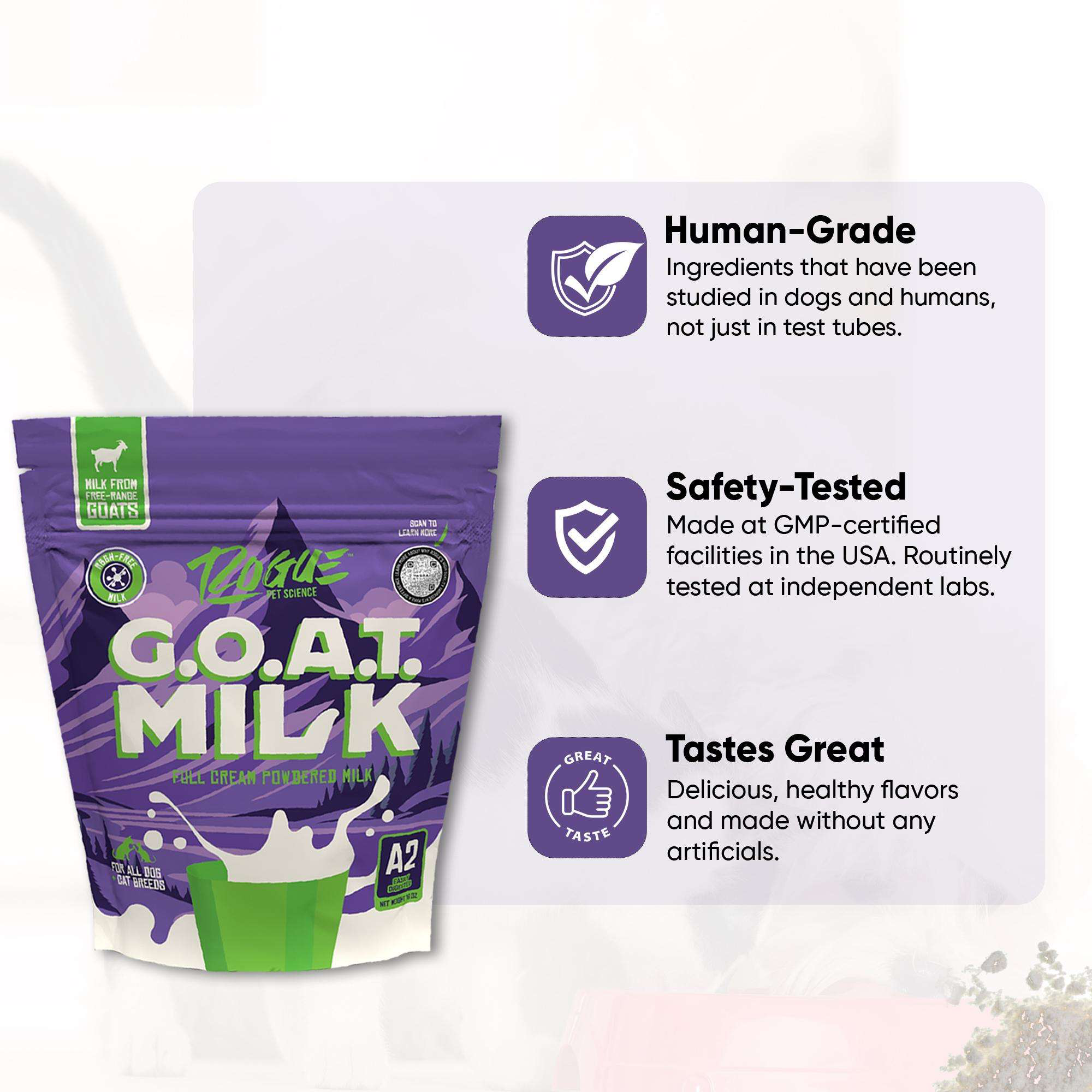 G.O.A.T. Milk | Grass-Fed Goat Milk Powder for Dogs, Food Topper for Hydration & Digestion