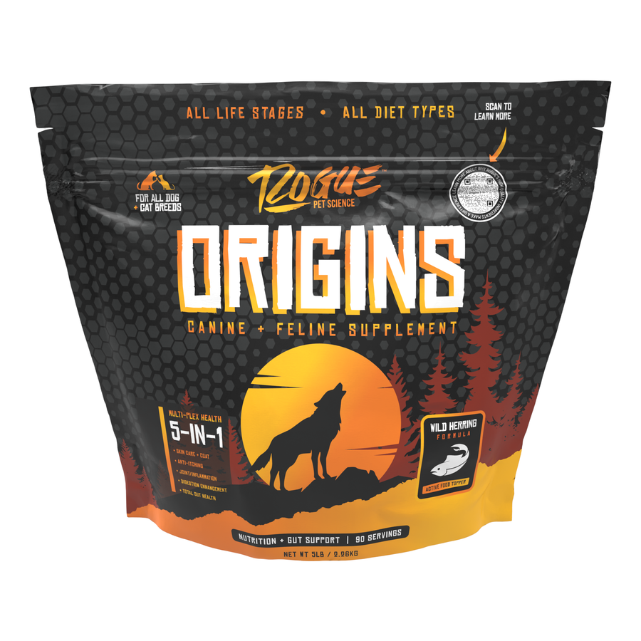 Origins 5-in-1 Dog Supplement, Powdered Food Topper for Active Dogs