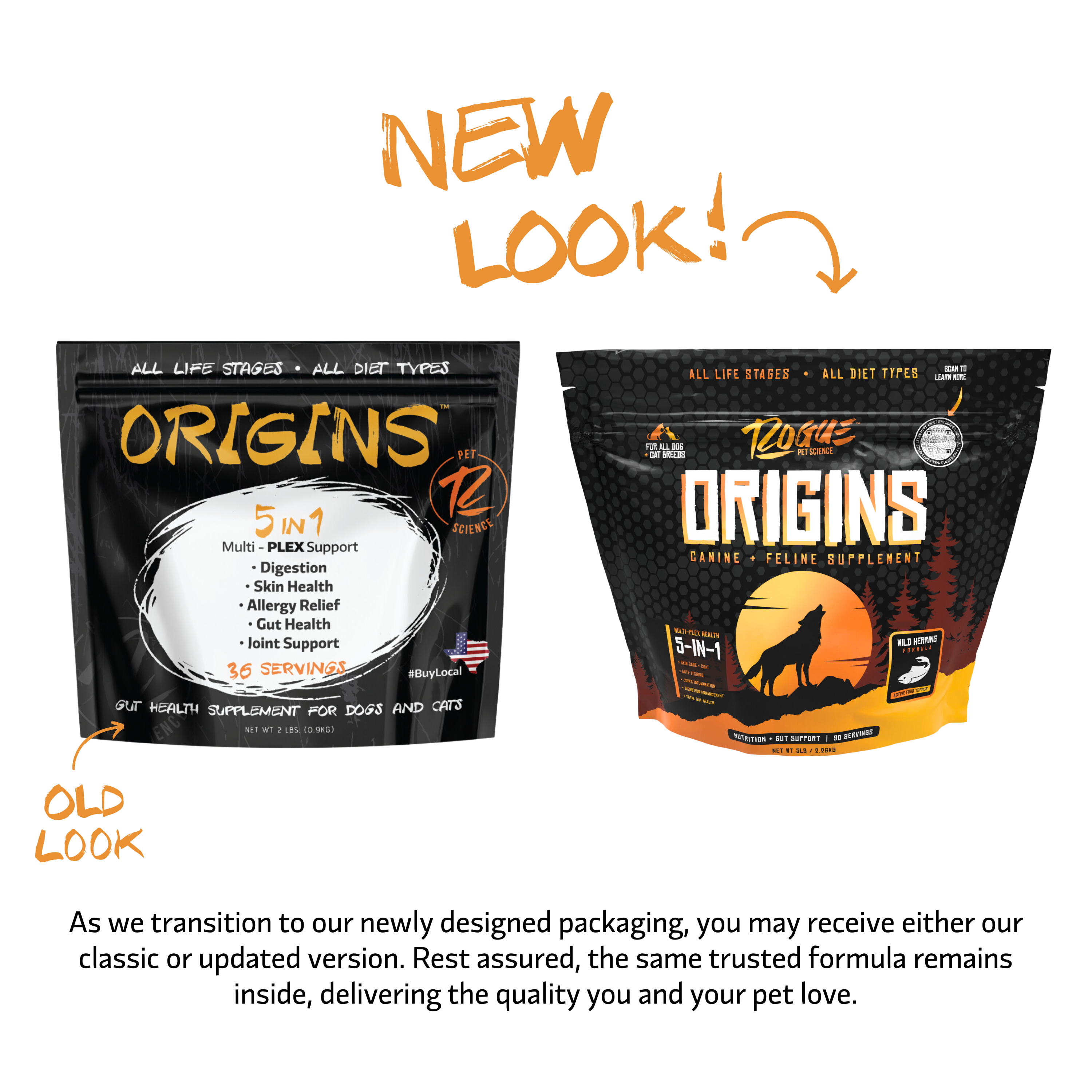 Origins 5-in-1 Dog Supplement, Powdered Food Topper for Active Dogs