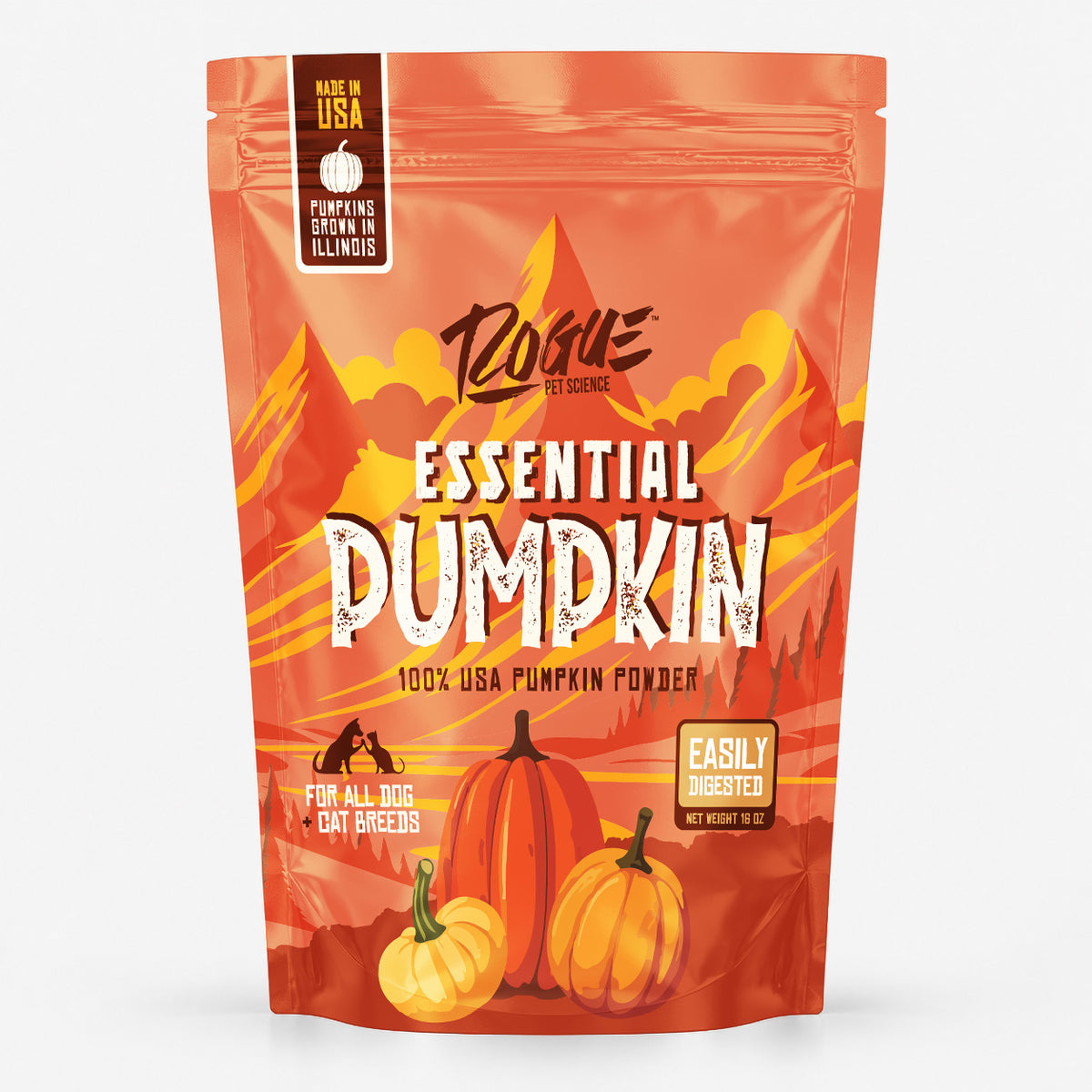 Rogue Pet Science Essential Pumpkin 16 oz bag, 100% USA pumpkin powder for dogs and cats