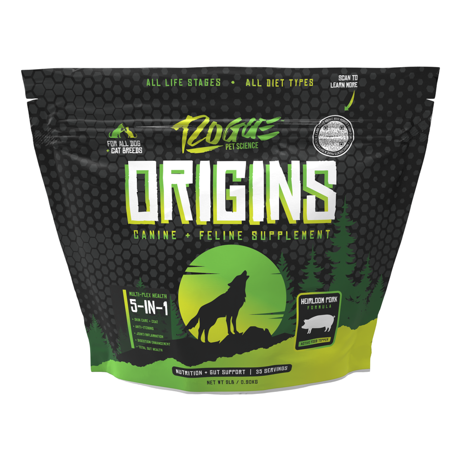 Origins 5-in-1 Dog Supplement, 3 Protein options, Powdered Food Topper for Active Dogs