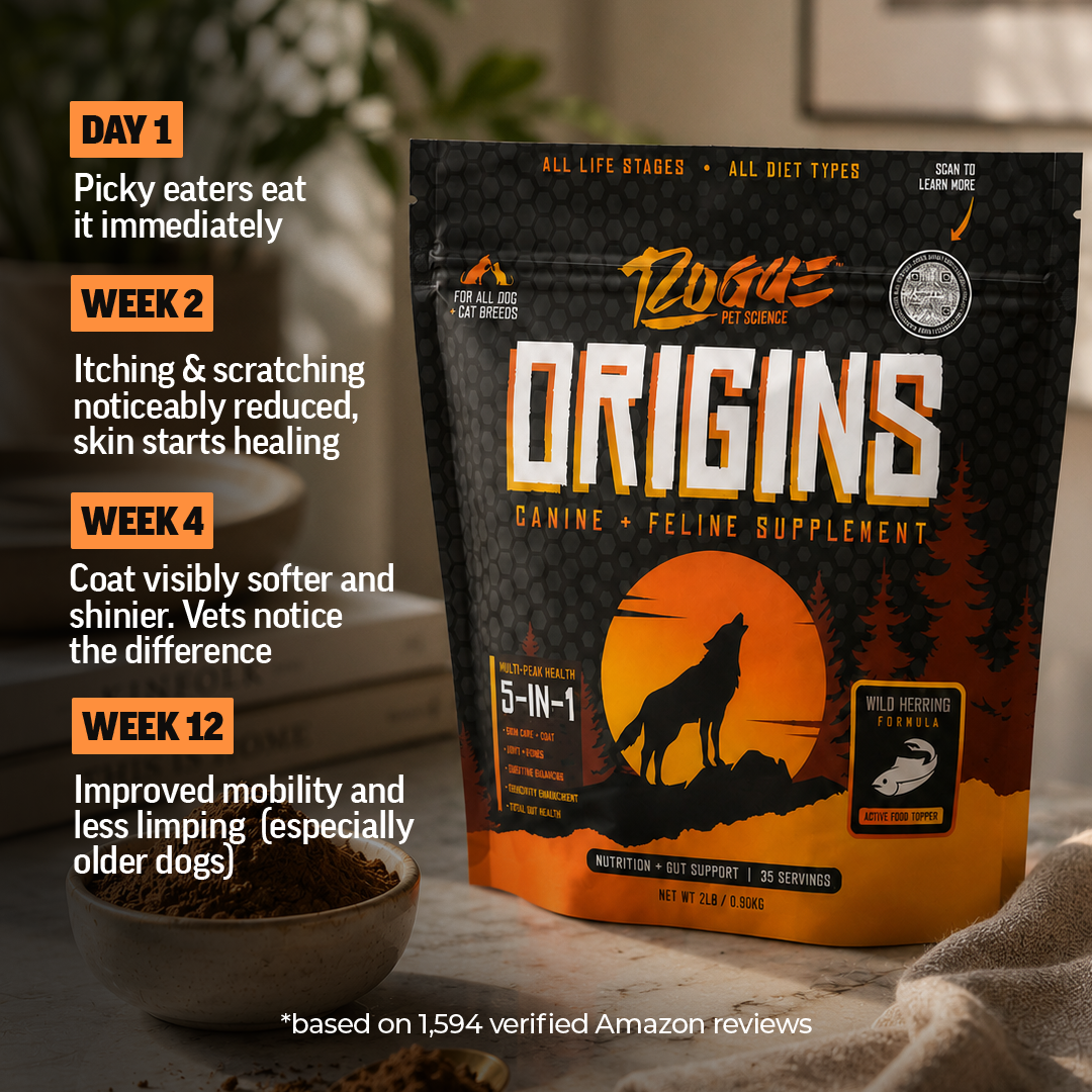 Origins 5-in-1 Fish | Dog Supplement Powder, Dog Food Topper for Gut Health, Skin & Coat, and Joint Support